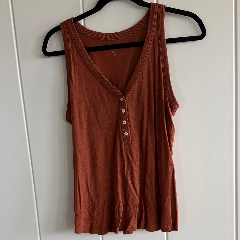 LOFT Burnt Orange Buttoned Tank Top